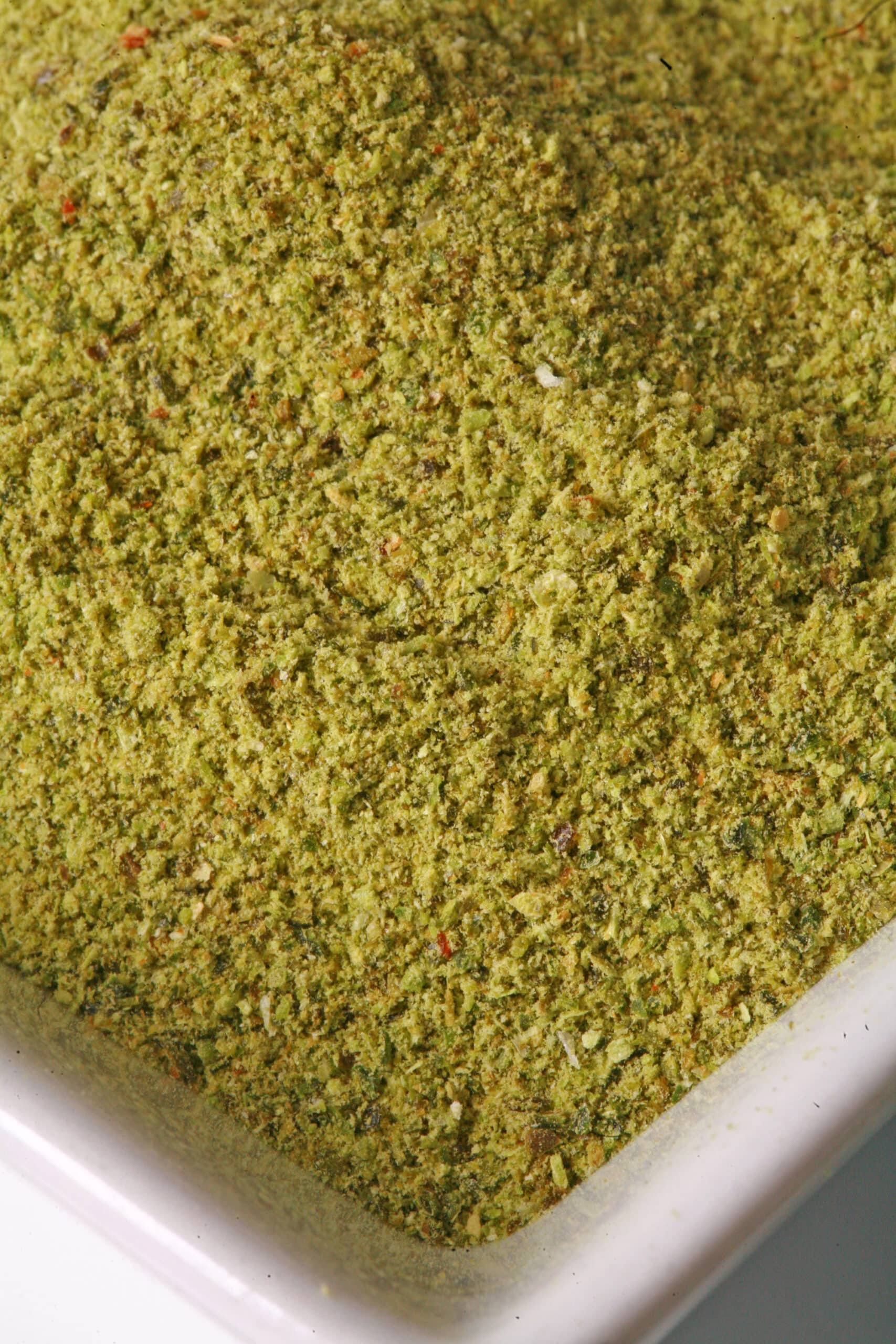 A small bowl of homemade jalapeno powder.